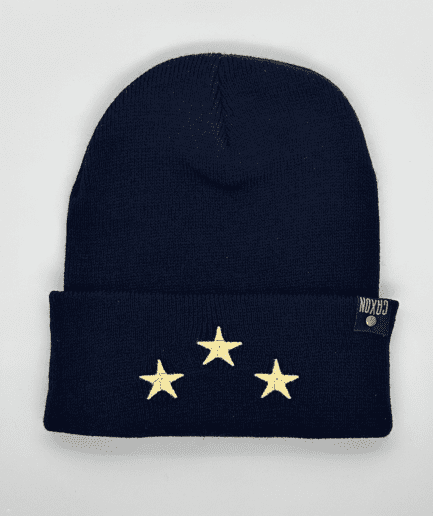 Beanie Lana Azul con 3 estrellas bordadas Logo