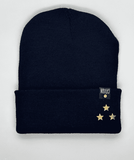 Beanie Lana Negro con aplique 3 estrellas Caxon