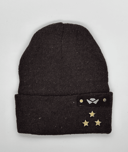 Beanie Lana Kids Marron Jaspeado con aplique 3 estrellas Logo