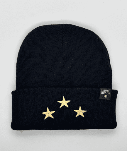 Beanie Lana Negro con 3 estrellas bordadas Caxon