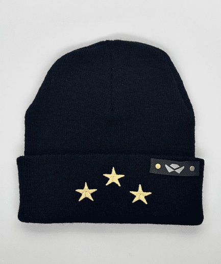 Beanie Lana Negro con 3 estrellas bordadas Logo